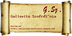 Gallovits Szofrónia névjegykártya